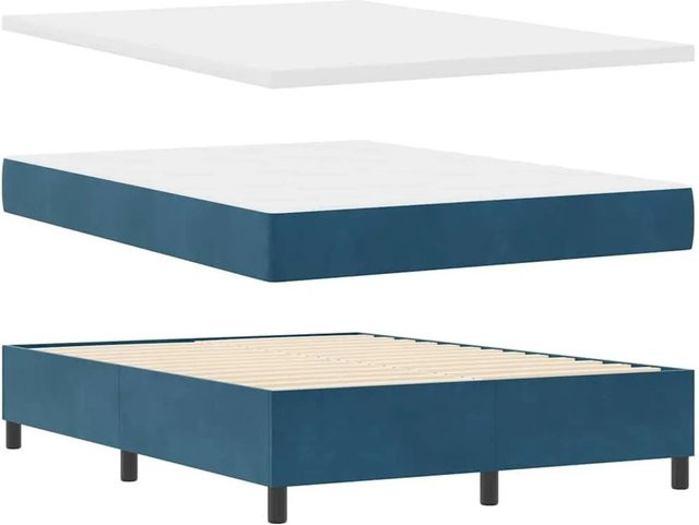 vidaXL Boxspringbett mit Matratze aus Samt in Dunkelblau, B/T/H: 160 x 200 x 163 cm - Bild 1