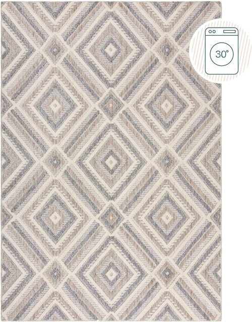 Flair Rugs Kurzflorteppich Beckett in Beige-Grau, Waschbar, B: 78 cm, L: 150 cm - Bild 1
