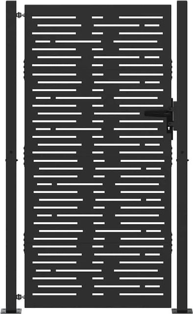 vidaXL Gartentor Schwarz aus pulverbeschichtetem Stahl B/H: 105 x 200 cm - Bild 1
