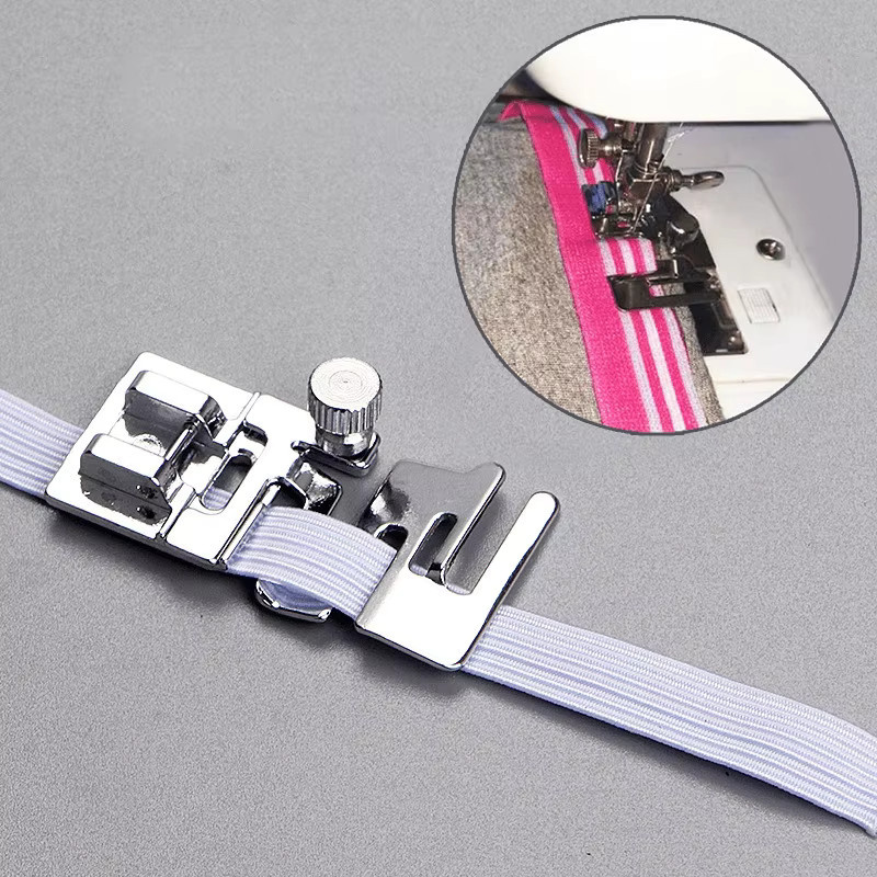 5 Stück Snap-On Elastikband-Nähfüße aus Metall in Silber für präzises Rollsaum-Nähen, Breite: 25 mm - Bild 3