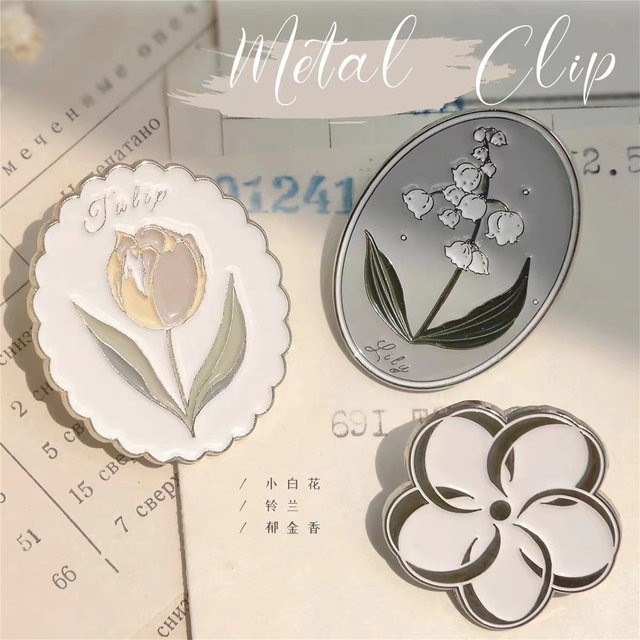 Dekorative Metall Büroklammern Sommersprossen Tee Vintage Design mit Maiglöckchen und Tulpe in Mehrfarbig - Bild 1