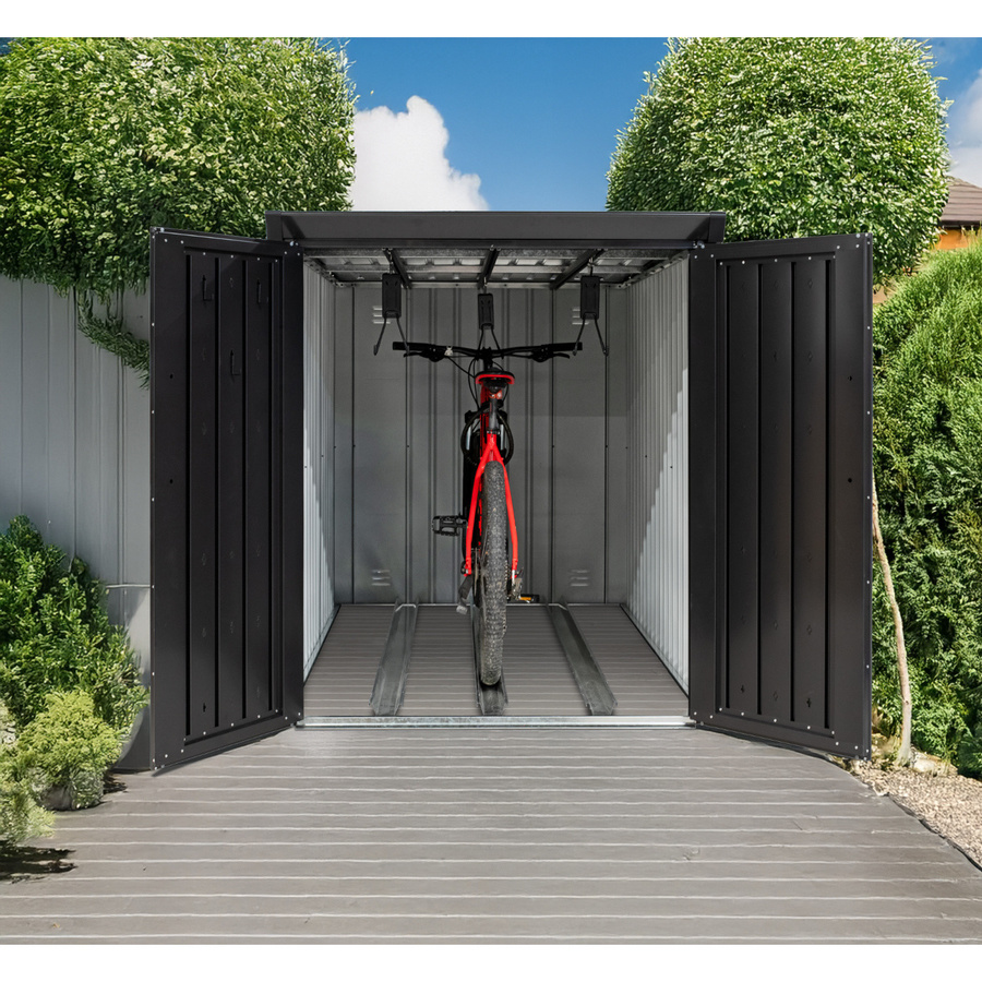 Westmann Metall-Fahrradgarage Velos 2, schwarz, B/T/H: 133 x 222 x 151 cm - Bild 4