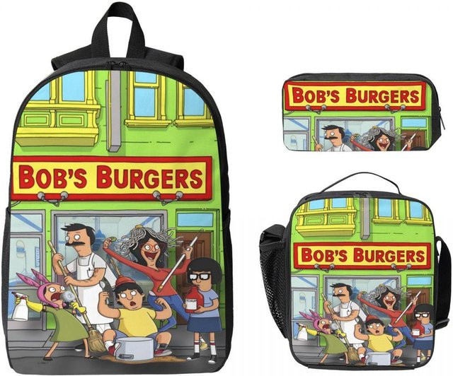 B-Bob's Burgers Schultaschen-Set für Kinder mit Rucksack, Federmäppchen und Brotdose in Mehrfarbig, 3-teilig - Bild 1