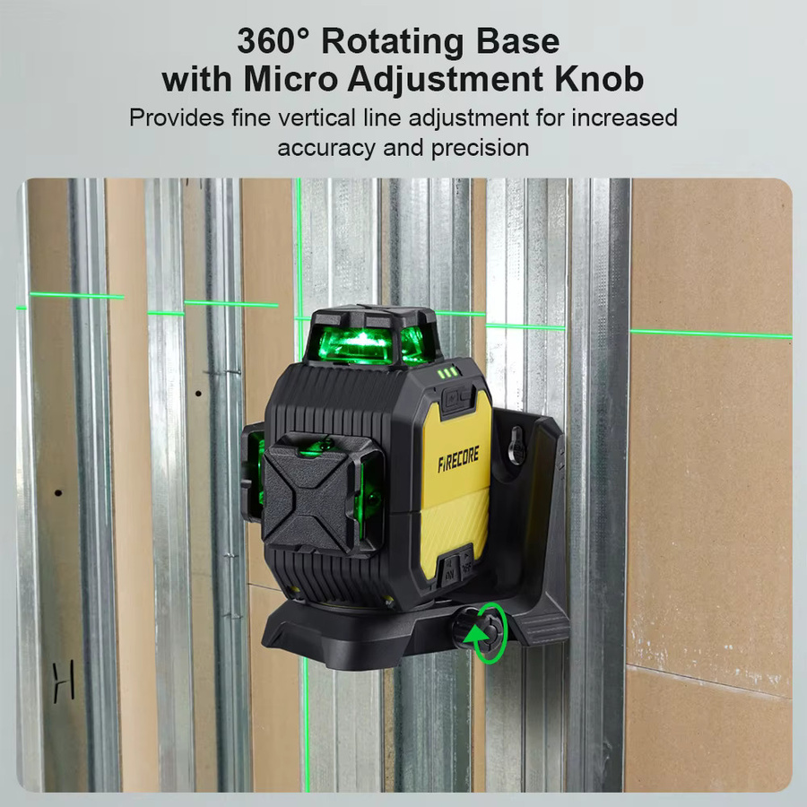FIRECORE 360-Grad-Laser-Nivelliergerät F93 mit 12 grünen Laserlinien, selbstnivellierend, horizontal und vertikal - Bild 3