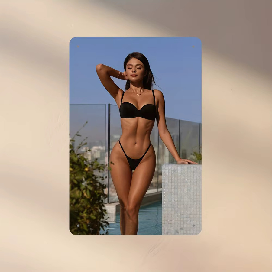 CIFBUY Moderne Metall-Wandkunst Badeanzug in Schwarz als Stranddekoration für dein Zuhause oder Büro - Bild 2
