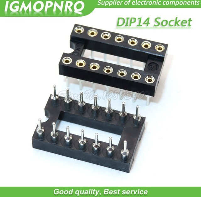 10 Stück IGMOPNRQ DIP-14 IC-Sockel-Adapter Rundloch 14 Pins 2,54 mm Löttyp in Schwarz - Bild 1