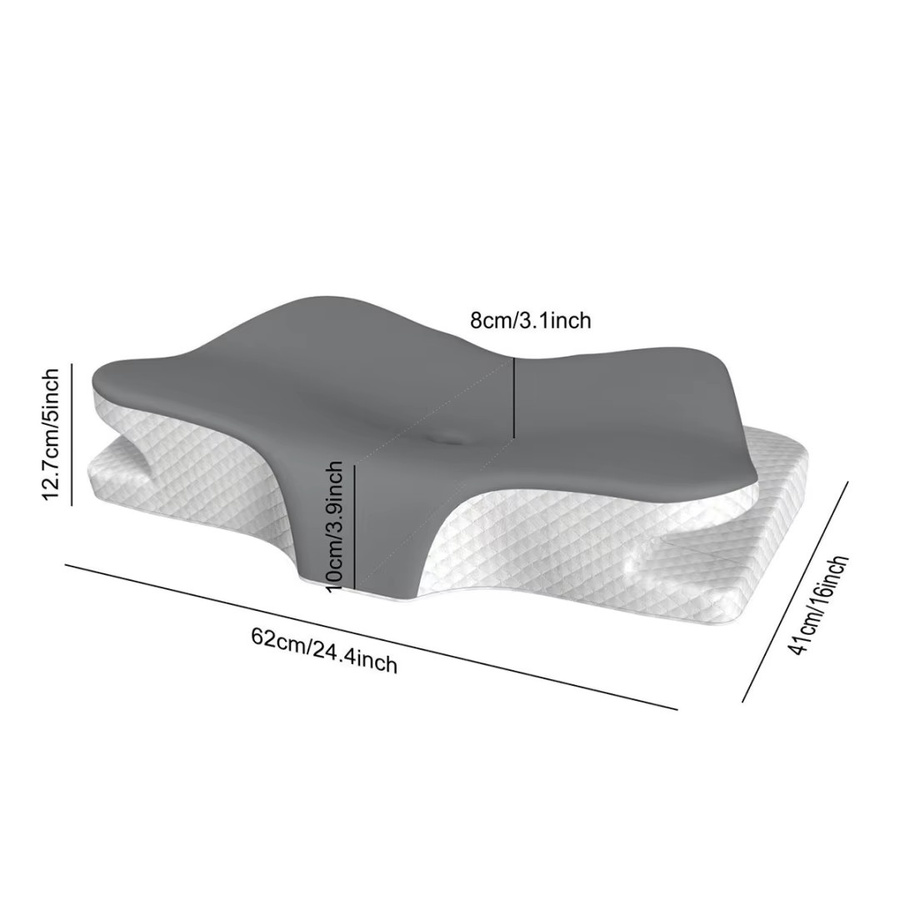 Orthopädisches Sommer-Kühlkissen aus Memory Foam in Grau als Schmetterlings-Nackenkissen zur Entspannung der Halswirbelsäule - Bild 2