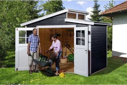 WEKA Gartenhaus aus Holz in Anthrazit mit Pultdach und modernem Design B/H/T: 327 x 252 x 209 cm - Bild 3