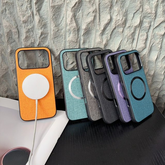 Luxuriöse magnetische Handyhülle für Huawei Honor 600 Pro in Lila mit Stoffmuster und Lederschutz - Bild 1
