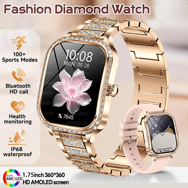 ChiBear Smartwatch, Diamantbesetzt, Roségold, Silikon, Damen - Bild 1