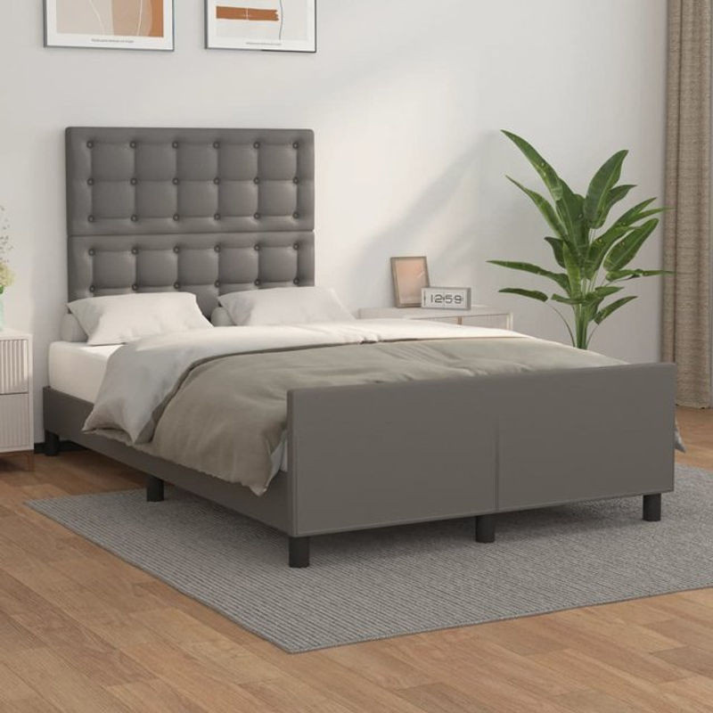 Vidaxl Polsterbett mit Kopfteil in Grau aus Kunstleder, B/T: 120 x 200 cm - Bild 1