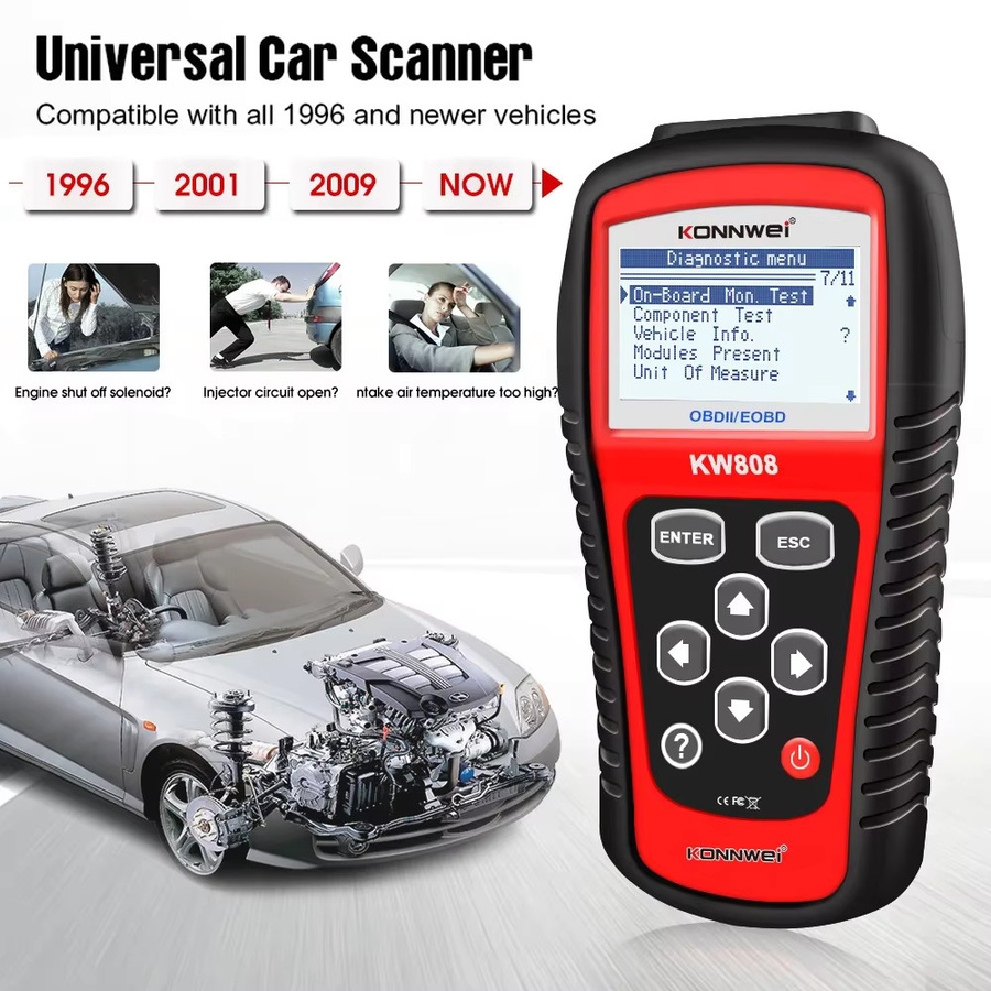 KONNWEI KW808 OBD2 Diagnose Scanner in Schwarz zur Fehlercode-Auslesung und Motorlicht-Überprüfung - Bild 5