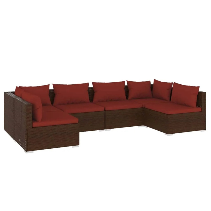 vidaXL 6-tlg Garten-Lounge-Set aus Poly Rattan in Braun mit Kissen und Metallgestell - Bild 2