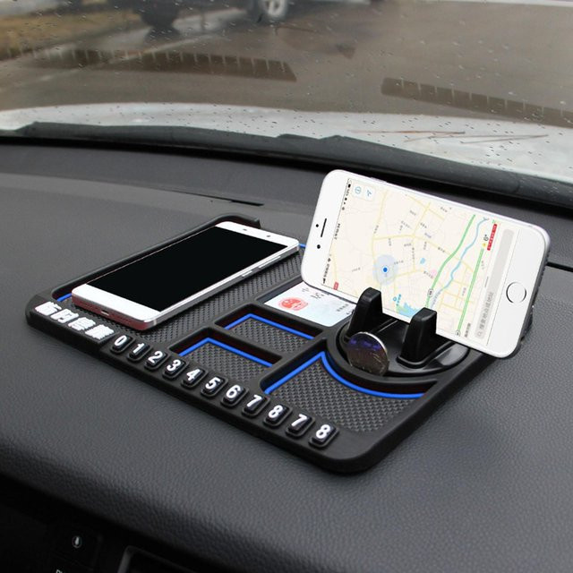 DIYelecs Universal rutschfeste Auto Dashboard Matte als Multifunktions Halter für Telefon und Parkplatz Nummer Karte in Blau - Bild 1