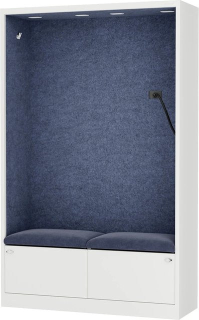 JAN NOWAK Büroschrank SALLY mit Gesprächsplatz als akustische Ruhezone MentalBox in Navy Blue und Weiß - Bild 1