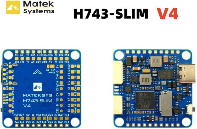Matek Mateksys H743 SLIM V4 Flugcontroller mit integriertem OSD und MicroSD in Blau für FPV RC Drohnen und Multicopter - Bild 1