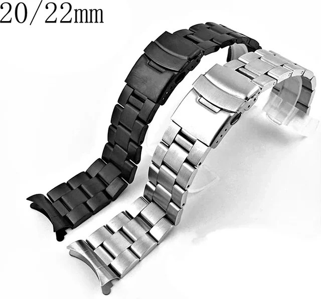 VNWCT Uhrenarmband Edelstahl, Silber, 20-22 mm, Unisex - Bild 1