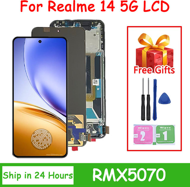 Realme 14 5G Ersatz LCD-Display mit 6,67 Zoll Super AMOLED Touchscreen Digitizer Baugruppe in Schwarz - Bild 1