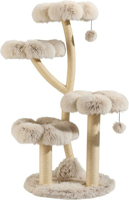 Fudajo Designer Kratzbaum mit integriertem Spielzeug in Creme-grau und Beige, Höhe: 123 cm - Bild 1
