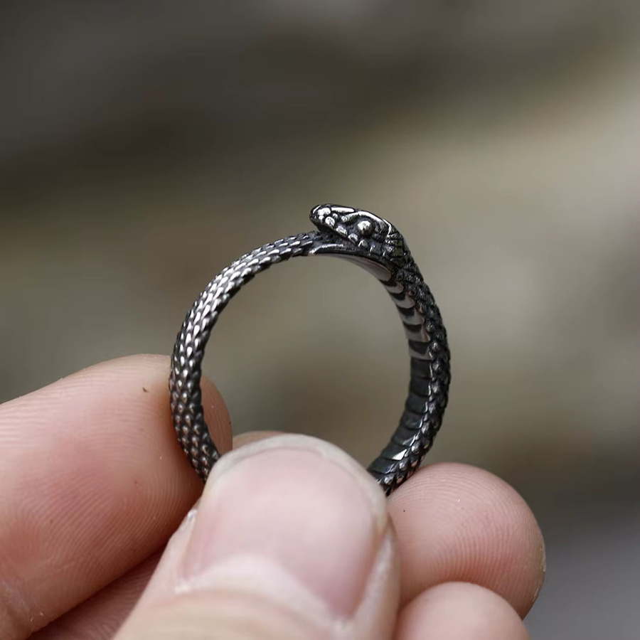Charming Folk Ring Edelstahl, Wikinger Schlangenkopf, Herren - Bild 3