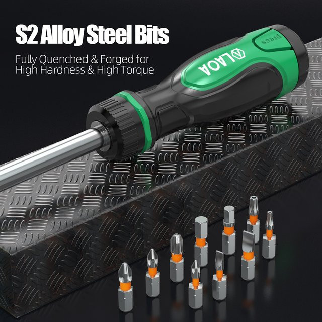 LAOA Ratschenschraubendreher-Set mit 12 Bits aus Chrom-Vanadium-Stahl und ergonomischem Griff - Bild 1