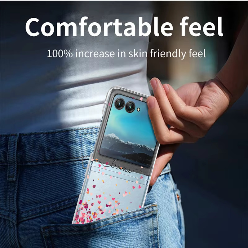 Transparente Motorola Razr 40 50 Ultra Handyhülle mit romantischem Herz-Design, stoßfeste PC-Schutzhülle in Transparent - Bild 5