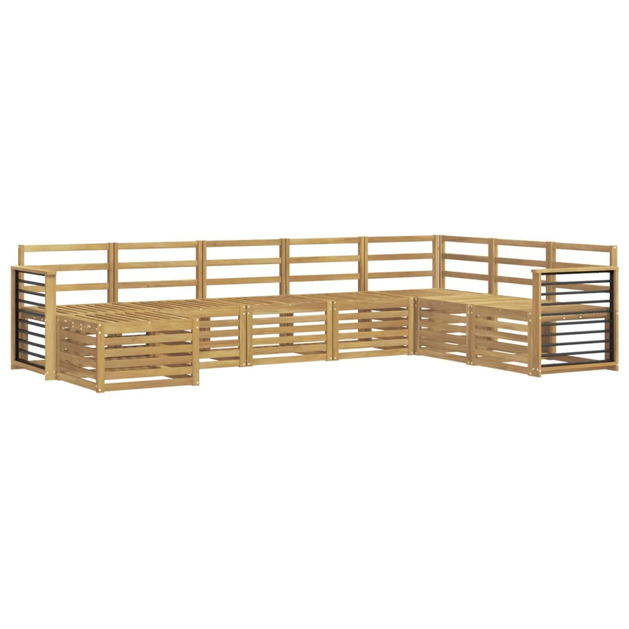 vidaXL Outdoor-Sofagarnitur 8-tlg. in Weiß aus Akazienholz mit Polstern, L-Form, B/T/H: 306 x 187,5 x 73 cm - Bild 2