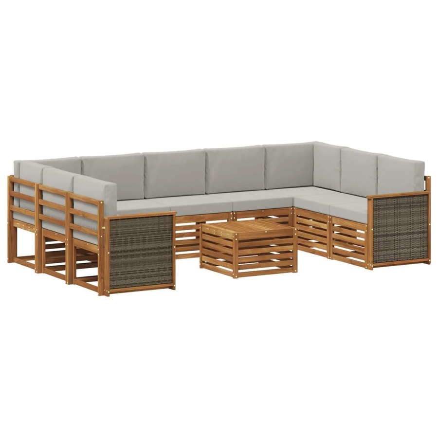 vidaXL Sofagarnitur aus Massivholz Akazie im modernen Latten-Design mit Armlehnen - Bild 2