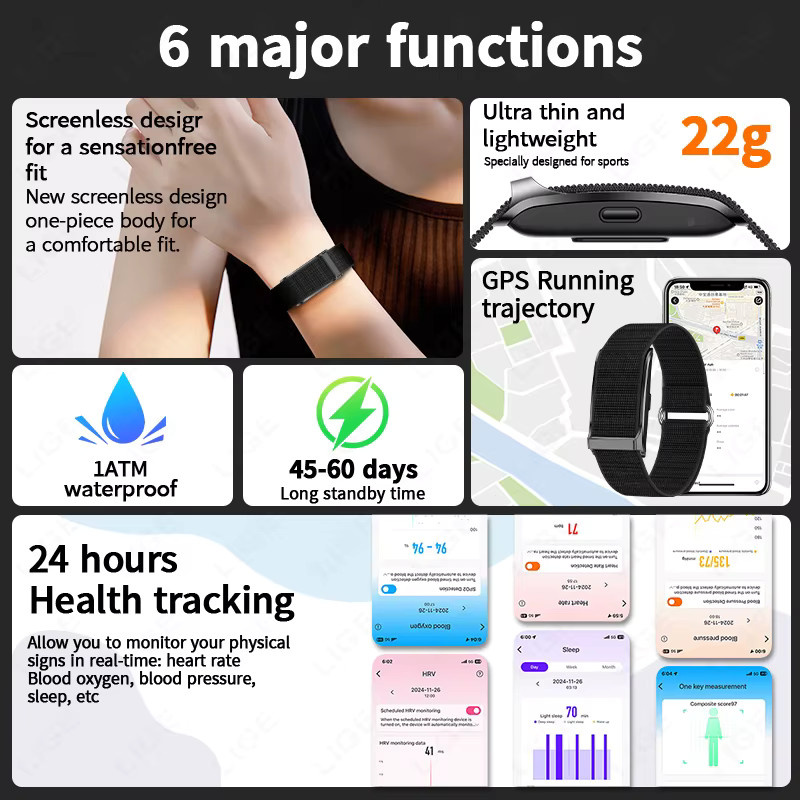 LIGE Smartwatch für Damen und Herren mit Herzfrequenzmessung, Blutdruckmonitor und Schrittzähler, wasserdichtes Fitness Tracker Armband in Schwarz und Blau - Bild 5