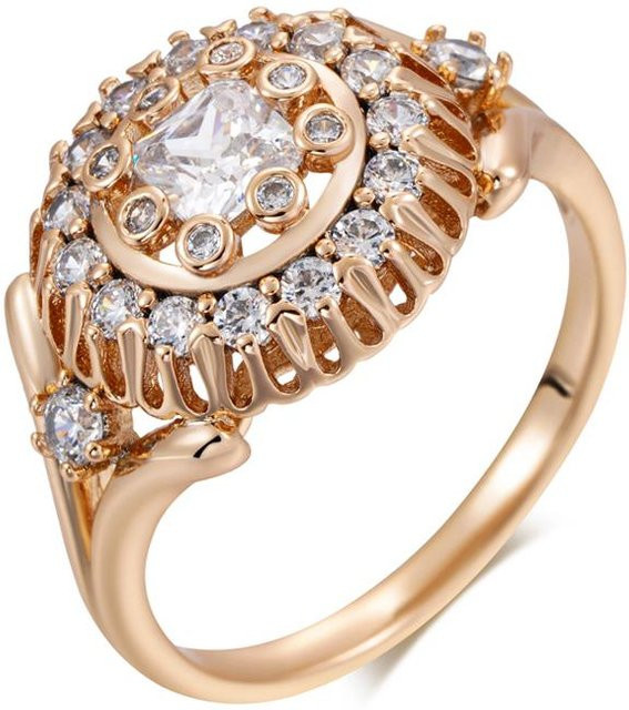 Kienl Kristallblumenring, Kupfer, Roségold, Zirkonia, Damen, Vintage - Bild 1