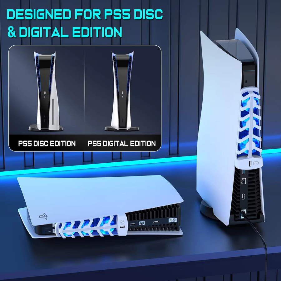 Leiser Kühlventilator für Sony PlayStation 5 Digital und Disc Edition in Weiß mit USB-Anschluss - Bild 2