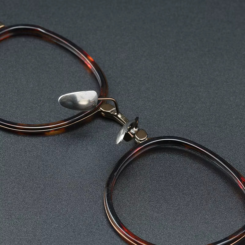 SZTZX Korrektionsbrille, Titan, Rund, Vollrand, Braun, Blaulichtfilter - Bild 2