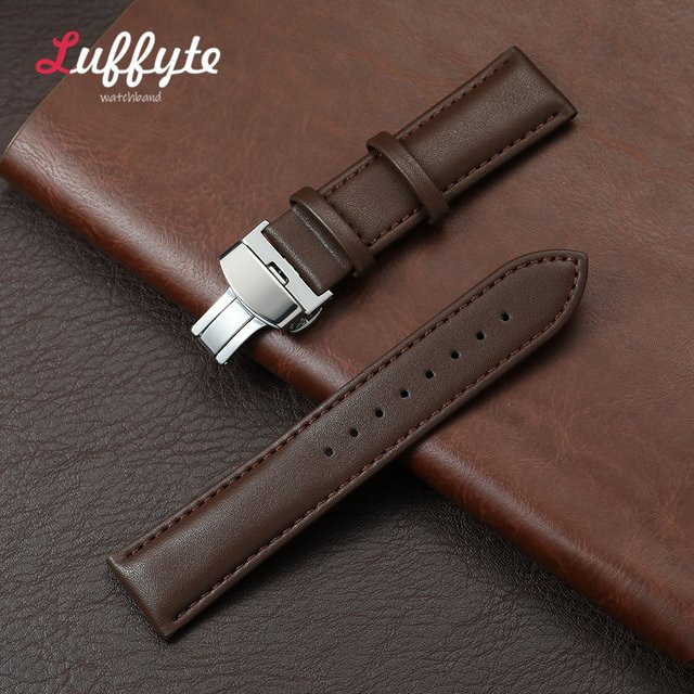 Luffyte Uhrenarmband Leder, Schmetterlingsverschluss, Herren - Bild 1