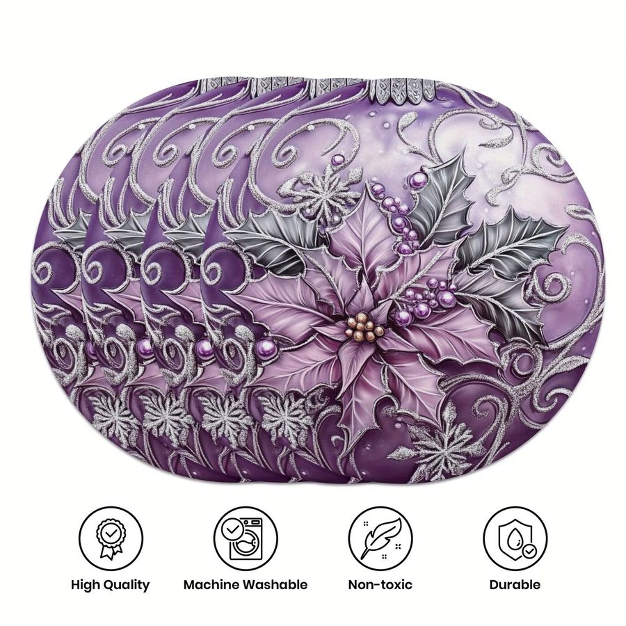 VIKAMA 4-teiliges Set luxuriöse Tischsets mit Perlenstickerei für Hochzeit und Tischdekoration - Bild 2