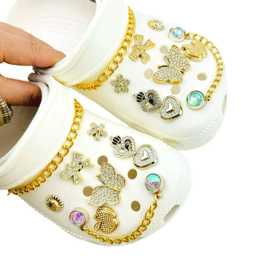 FHLDING Schuh Charms Set, Gold, Schmetterling, Diamant, Kristall, Unisex - Bild 4