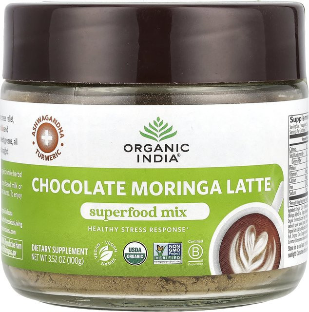 Organic India, Schokoladen-Moringa-Latte, Getränkepulver, 100 g - Bild 1