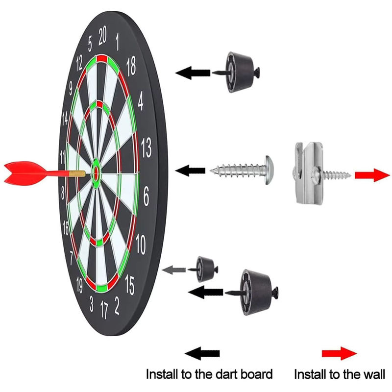Toorise Dart Board Halterung Set, 10er Pack U-förmige Wandmontage in Silber mit 3 Pads - Bild 2