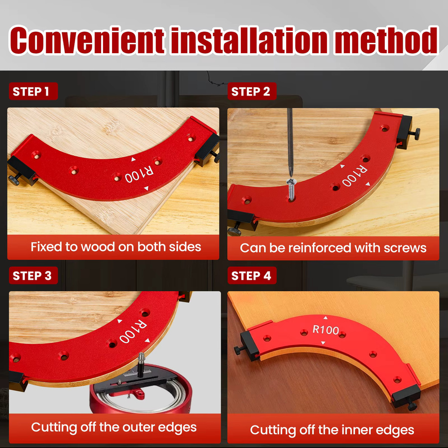 Toorise Runde Ecke Radius Vorlage aus Aluminiumlegierung in Rot für Positionierung und Jig-Hilfswerkzeug - Bild 5