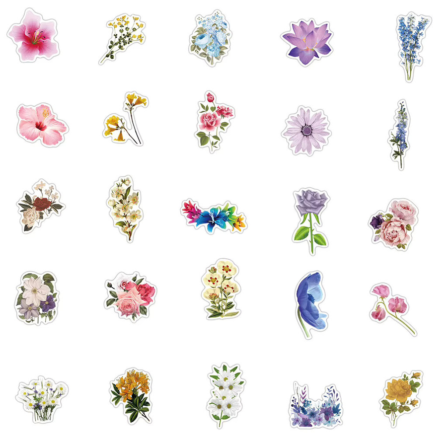 100 Stück wasserfeste Blumenmädchen Aufkleber in Multicolour für deine DIY-Dekoration von AnimeWorlds Store - Bild 2