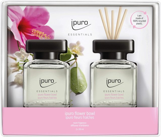 ipuro Raumduft-Set Essentials Flower Bowl Reed Diffuser, blumig, Rosa, 2 x 50 ml - Bild 1