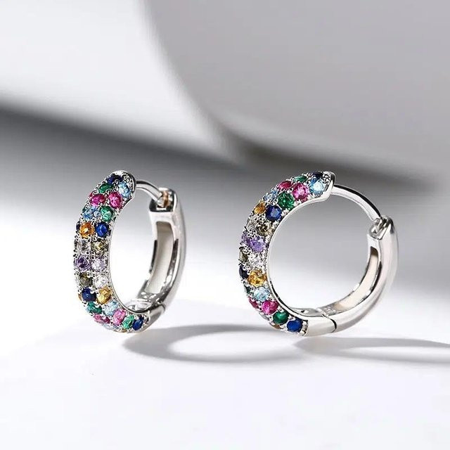 Lucky Star Jewelry Creolen, Bunt, Kristall, Zirkonia, Messing, Damen - Bild 1