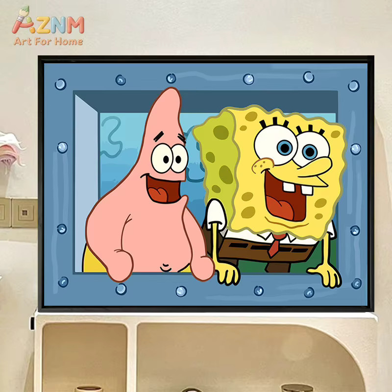 KAYOU Spongebob Leinwandgemälde modernes Wandkunst-Poster Illustration in Mehrfarbig - Bild 2