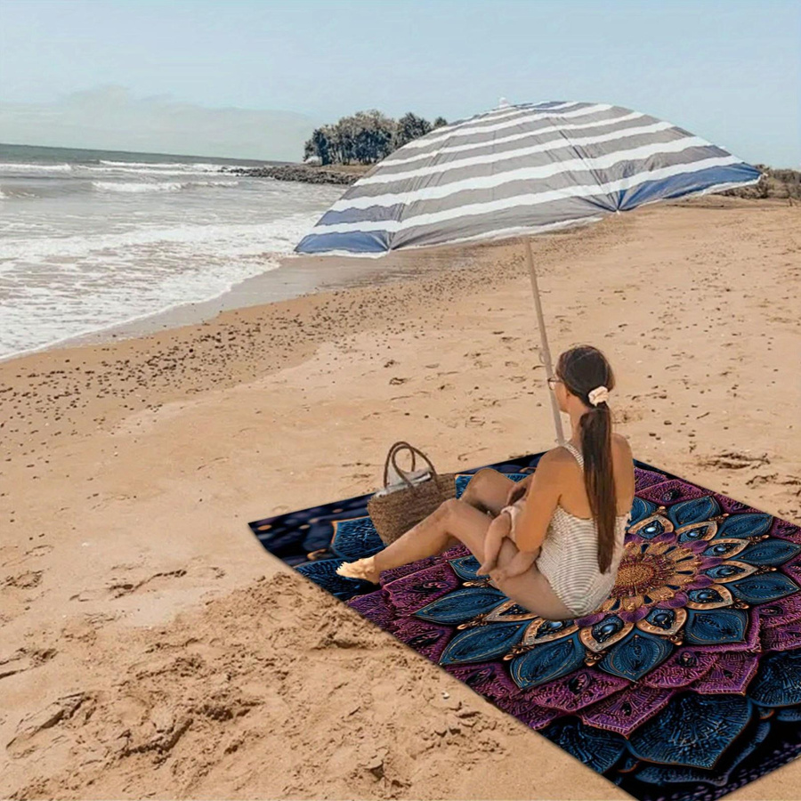 Dalangpa Bohemian Mandala Strandtuch aus Mikrofaser in Lila und Blau, Breite: 30 cm, Höhe: 60 cm - Bild 4