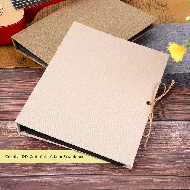 mfySpace Scrapbook Bastelkartenalbum aus Leinen in Beige mit 30 Seiten und Seilriemen zur Loseblattbindung - Bild 1