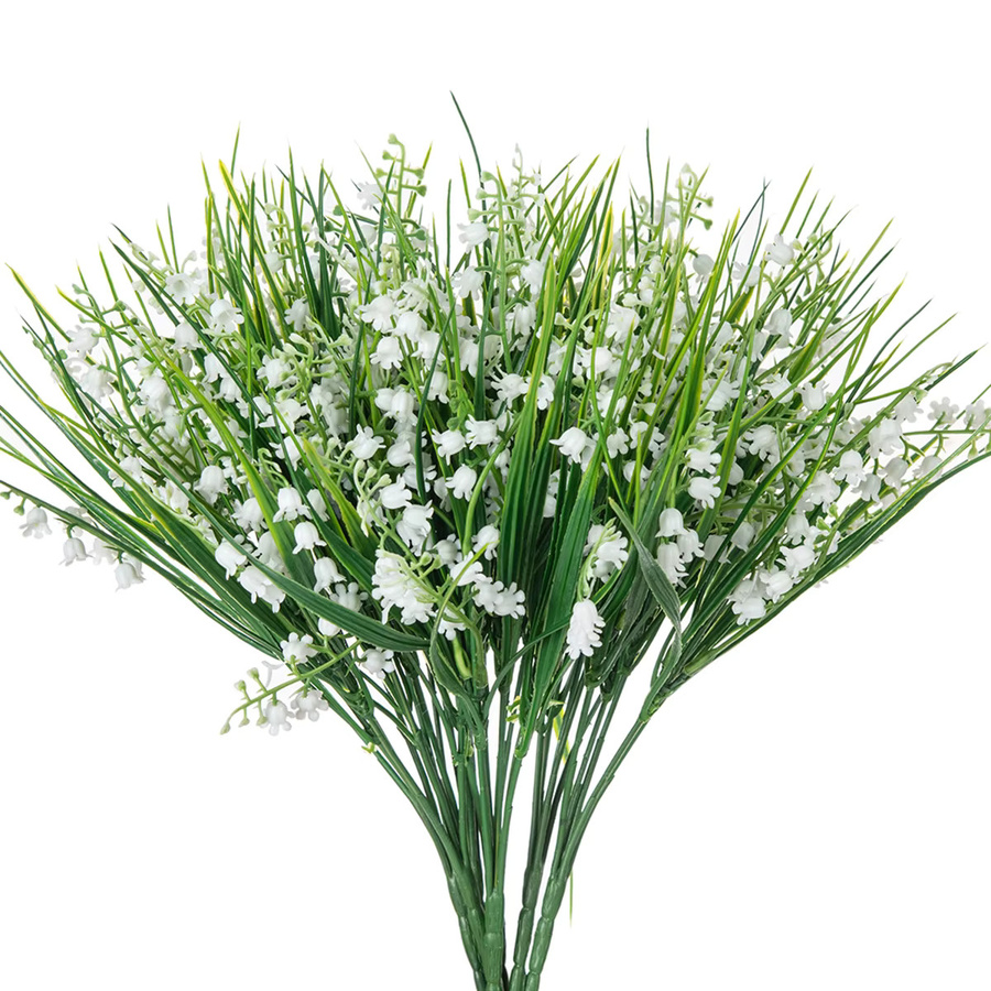 Set aus 3 Stück künstliche weiße Kunststoff Blumen für Tischdekoration, Garten, Hochzeit und Party - Bild 2