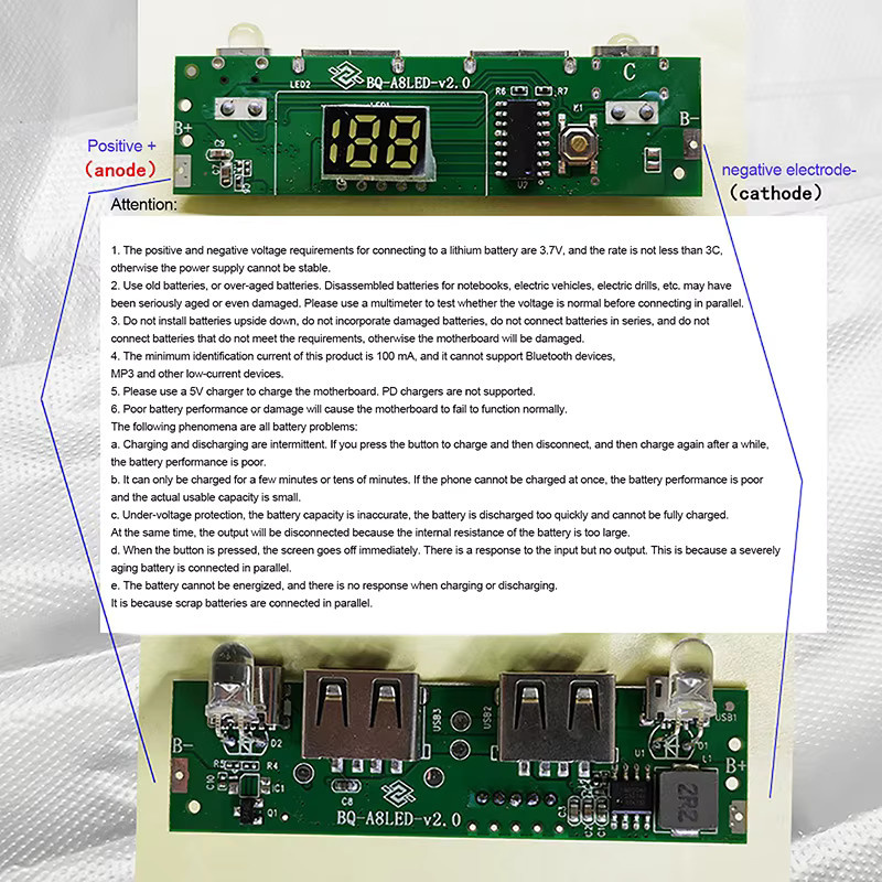 Digitales Display Powerbank Schaltungsstreifenmodul A8188 mit Type-C und Micro-USB, 5 V 2 A, Grün - Bild 3