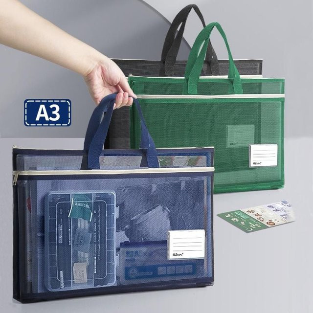 Transparente A3 Dokumententasche aus Nylon-Mesh mit Reißverschluss in Lila - Bild 1