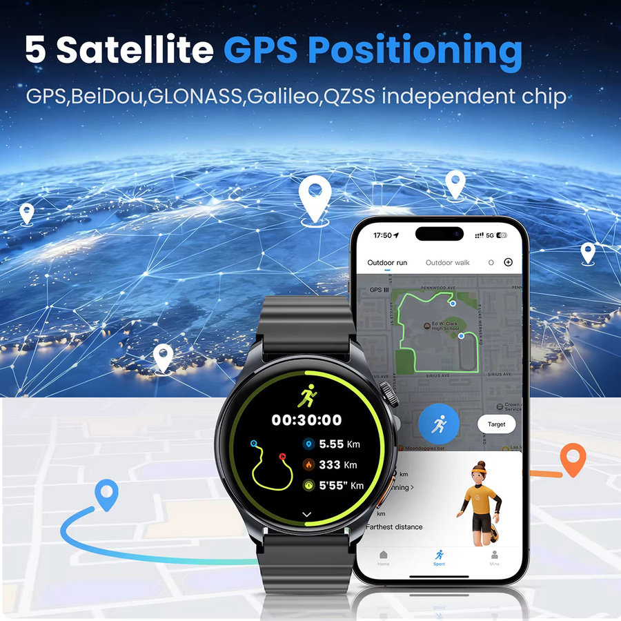 HAYLOU Smartwatch, GPS, Schwarz, Silikon, Unisex - Bild 2