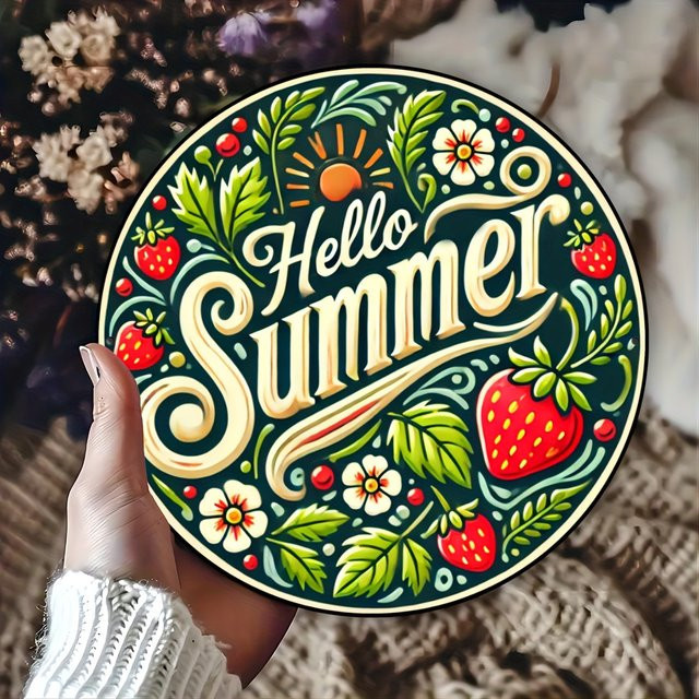 Potdemiel Sommerkranz Aluminiumschild mit floralem Blumenmuster, Mehrfarbig, B/H: 20,3 x 20,3 cm - Bild 1