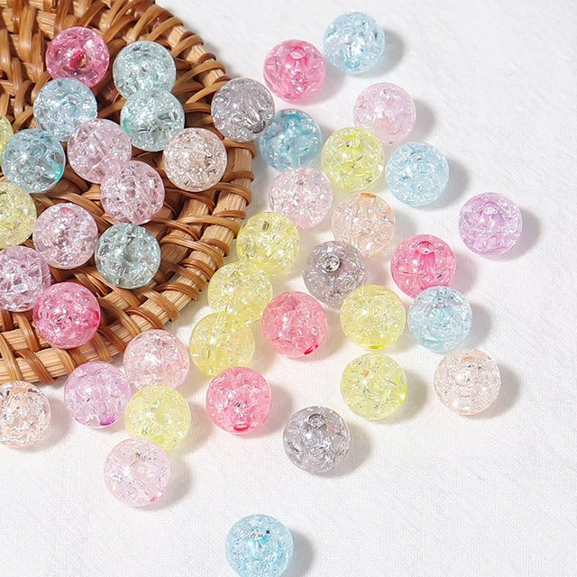 Linsoir Beads Charms Acryl Crackle Perlen, Mix Farbe, Rund - Bild 1